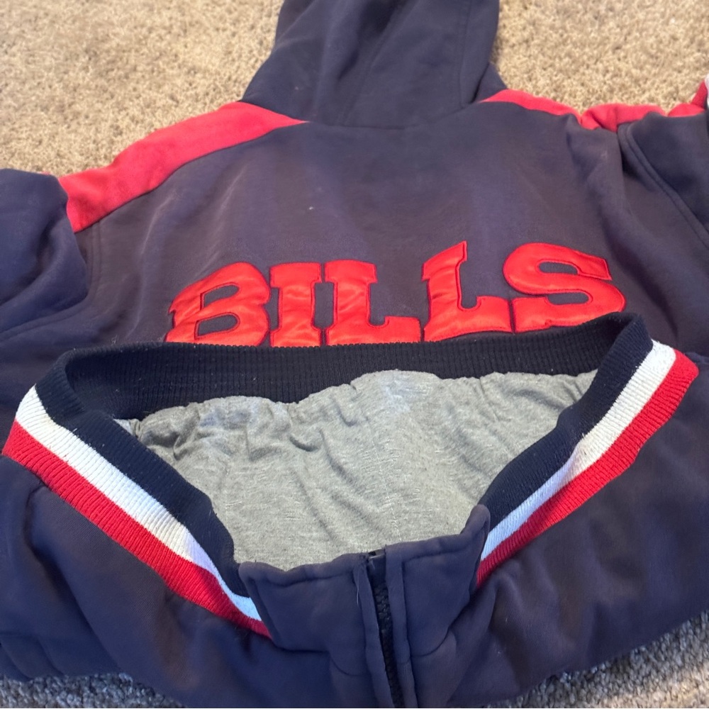 Vintage Buffalo Bills Hoodie Mens XL Blue Long Sleeve Full Zip Heavyweight NFL - Picture 6 of 16